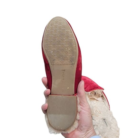 Birdies The Phoebe Ruby Red Velvet Faux Fur  Smoking Slipper Slip-on. Size 9. - Picture 8 of 8